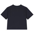 Girls Navy Blue Logo T-Shirt, 1, hi-res