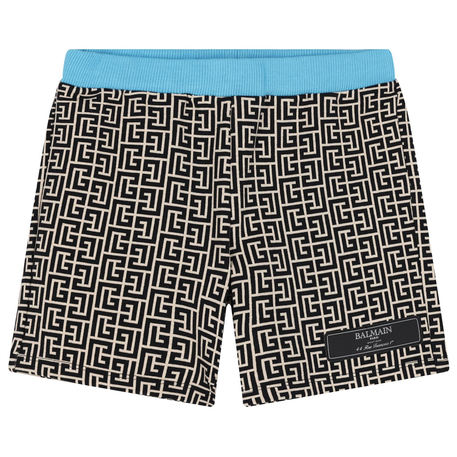Younger Beige & Blue Logo Shorts, 1, hi-res