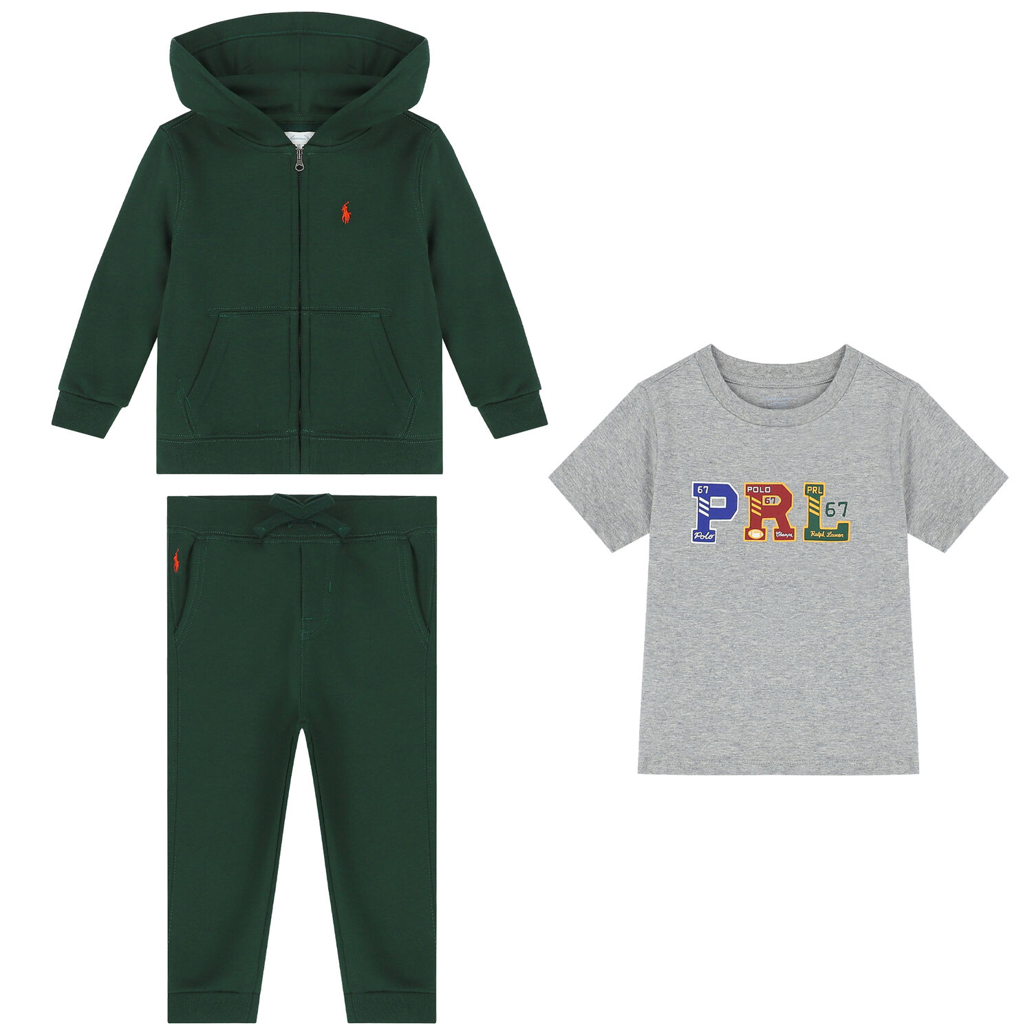 Baby Boys Green & Grey Logo Tracksuit, 1, hi-res