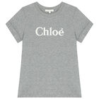 Girls Grey Logo T-Shirt, 1, hi-res