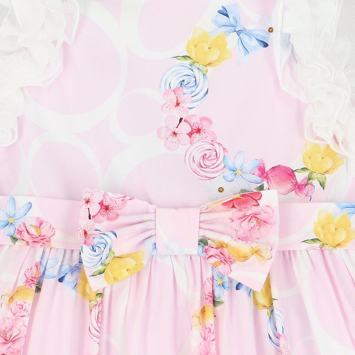 Girls Pink Ruffled Floral Dress, 1, hi-res image number null
