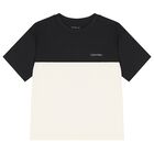 Boys Black & Ivory Cotton T-Shirt, 1, hi-res