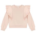 Girls Pink logo Flower Sweatshirt, 1, hi-res