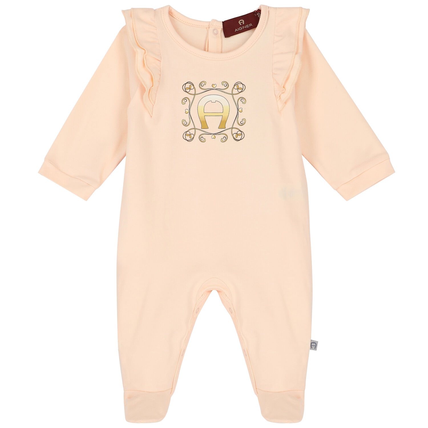 Baby Girls Pink Logo Babygrow, 1, hi-res