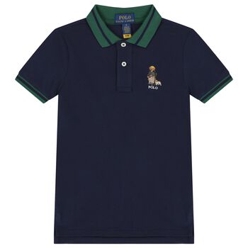Boys Navy Blue Polo Bear Polo Shirt