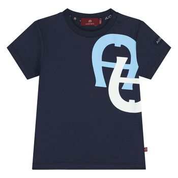Younger Boys Navy Blue Logo T-Shirt