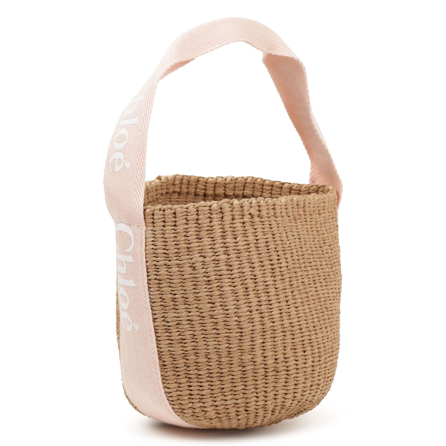 Girls Pink & Beige Straw Handbag, 1, hi-res