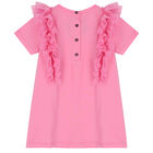 Younger Girls Pink Logo Ruffled Dress, 2, hi-res