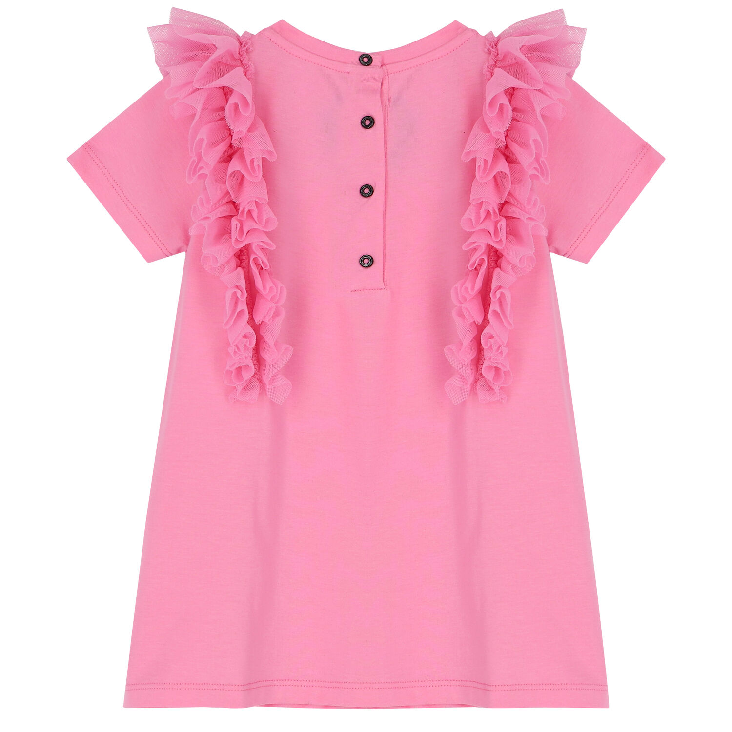 Younger Girls Pink Logo Ruffled Dress, 2, hi-res