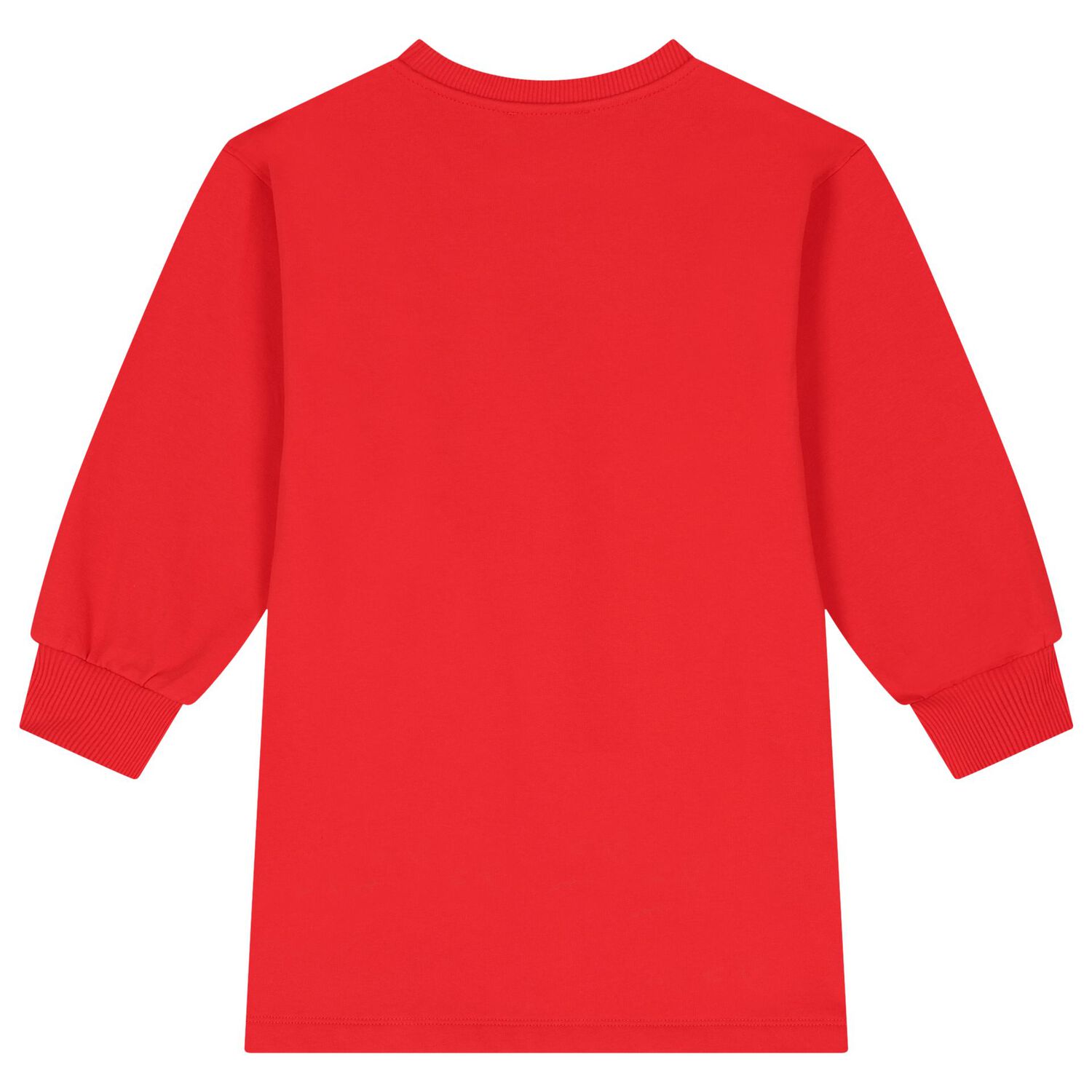 Girls Red Teddy Bear Logo Swearshirt Dress, 1, hi-res