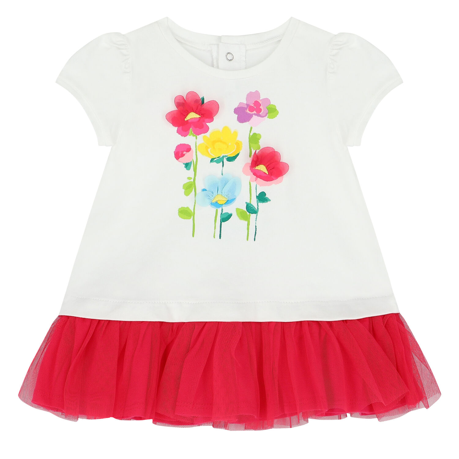 Girls Pink & White Floral Dress, 1, hi-res