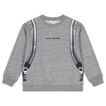 Boys Grey Logo Backpack Sweatshirt