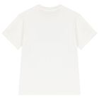 Girls Ivory Embellished Logo T-Shirt, 2, hi-res