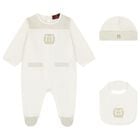 Ivory & Gold Logo Babygrow Gift Set , 1, hi-res