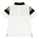 Boys White, Black & Beige Logo Polo Shirt, 1, hi-res