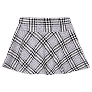 Girls Grey & Pink Check Skirt