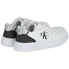 Girls White Logo Trainers, 1, hi-res