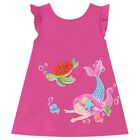 Younger Girls Pink Cotton Mermaid Dress, 3, hi-res