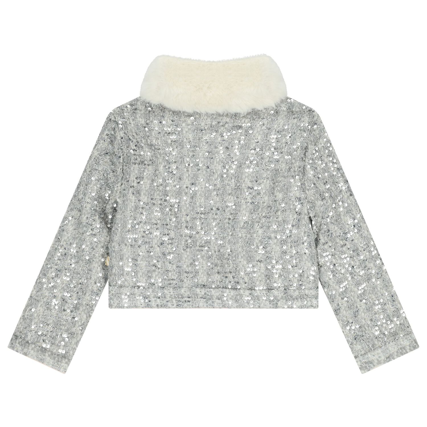 Girls Silver Sequin Jacket, 1, hi-res