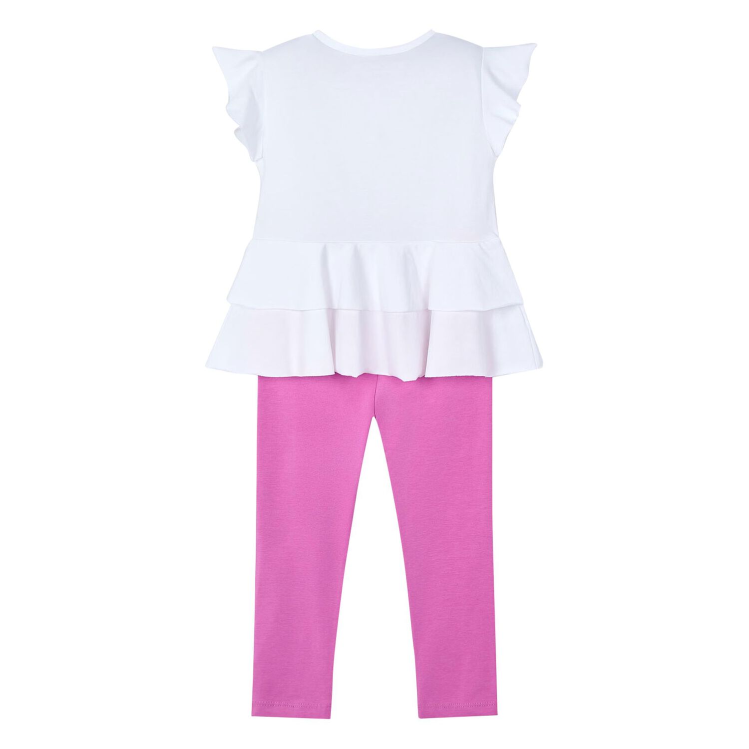 Girls White & Pink Leggings Set, 2, hi-res