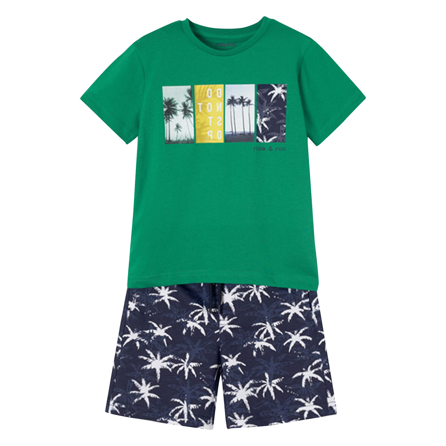 Boys Green & Navy Shorts Set, 1, hi-res