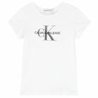 Girls White Logo T-Shirt, 1, hi-res