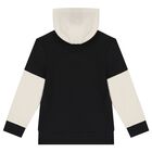 Boys Black & Ivory Logo Hooded Zip Up Top, 1, hi-res