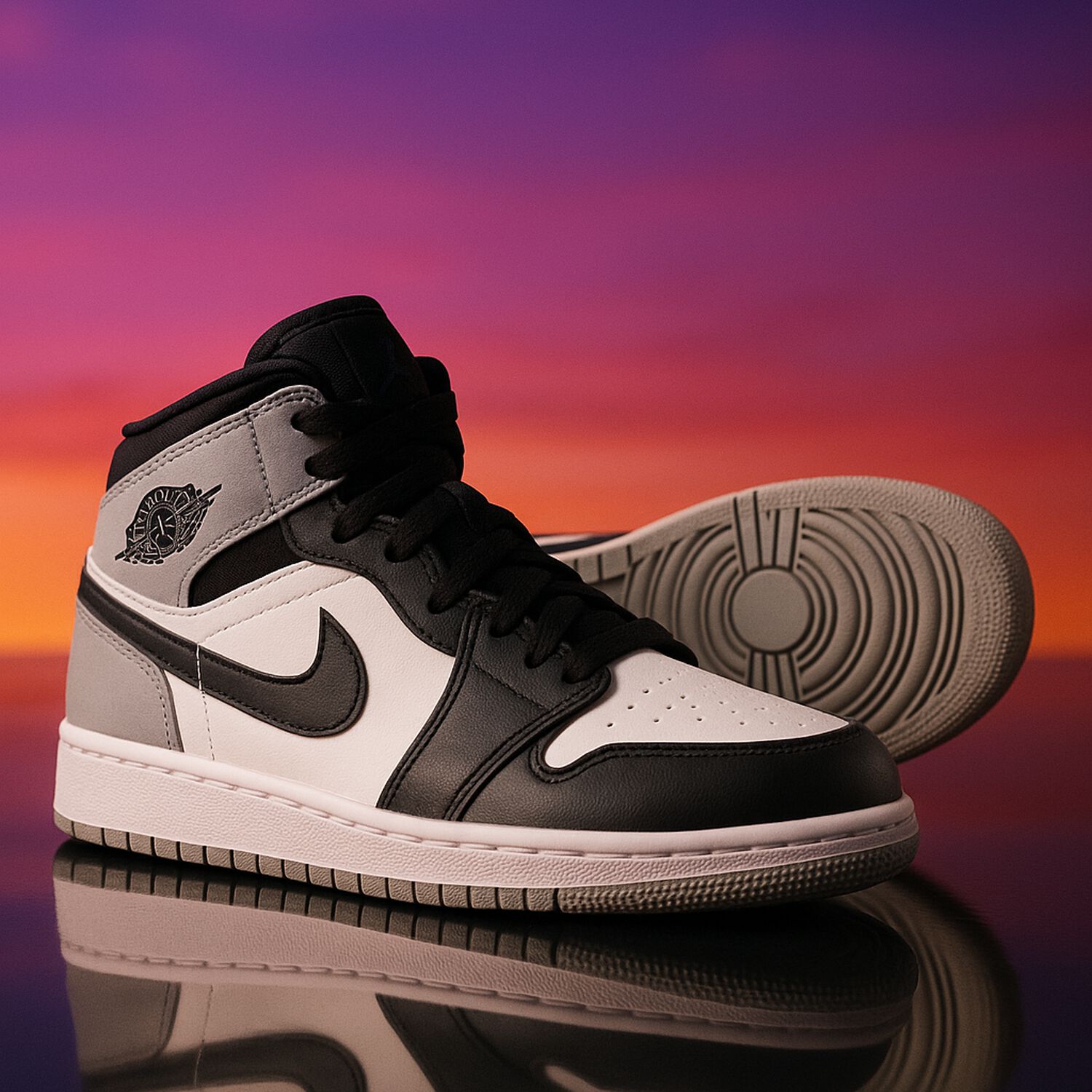 Black, White & Gold Air Jordan 1 Mid Trainers, 1, hi-res image number null