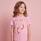 Girls Pink Embroidered Logo T-Shirt, 3, hi-res