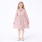 Girls Pink & Silver Jacquard Floral Dress, 1, hi-res