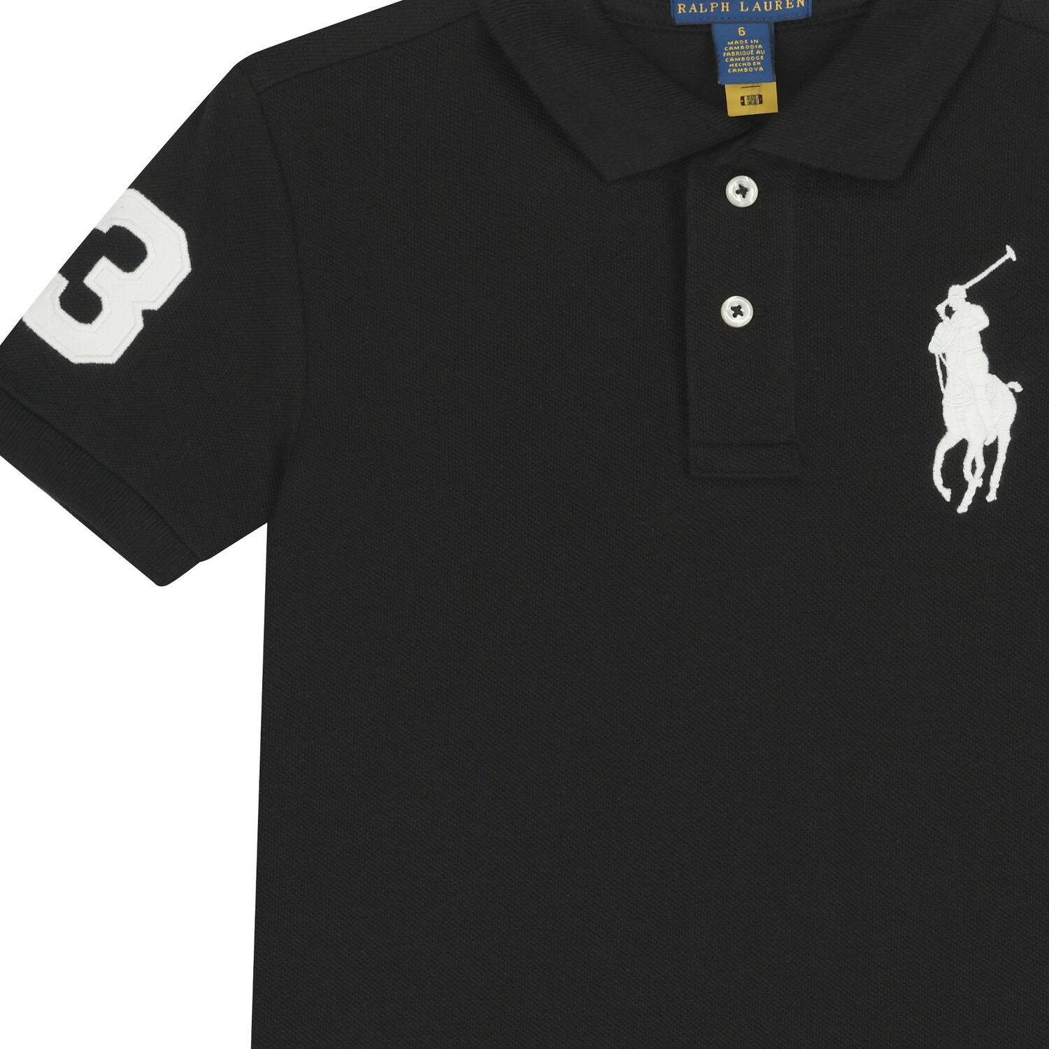 Boys Black Logo Polo Shirt, 1, hi-res
