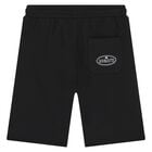 Younger Boys Black Logo Shorts, 1, hi-res