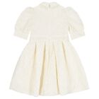 Girls White Logo Taffeta Dress, 1, hi-res