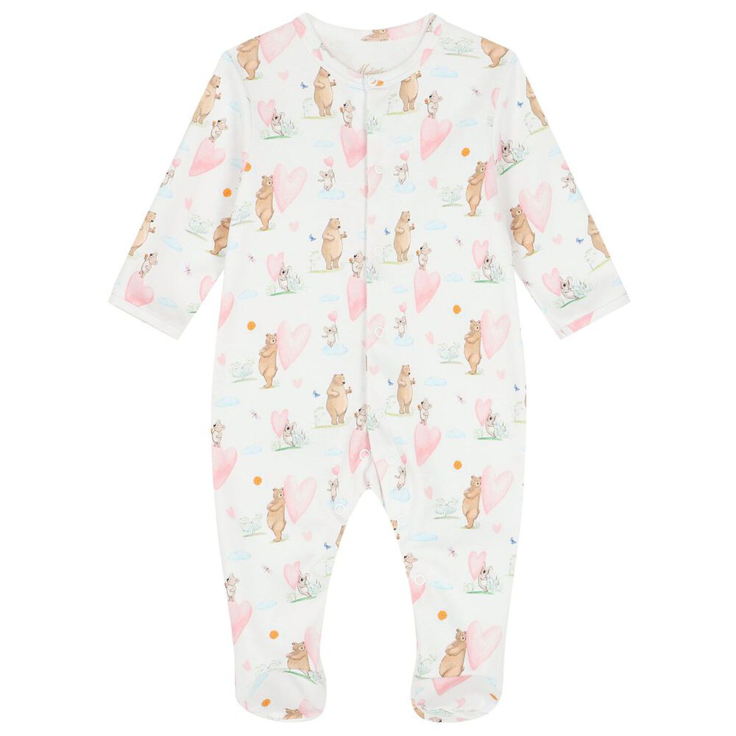 Baby Girls White Hearts Babygrow Set, 1, hi-res image number null