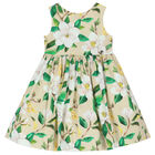 Girls Beige Floral Dress, 2, hi-res