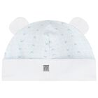 Baby Boys White & Blue Teddy Bear Hat, 2, hi-res