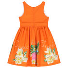 Girls Orange Floral Dress, 1, hi-res