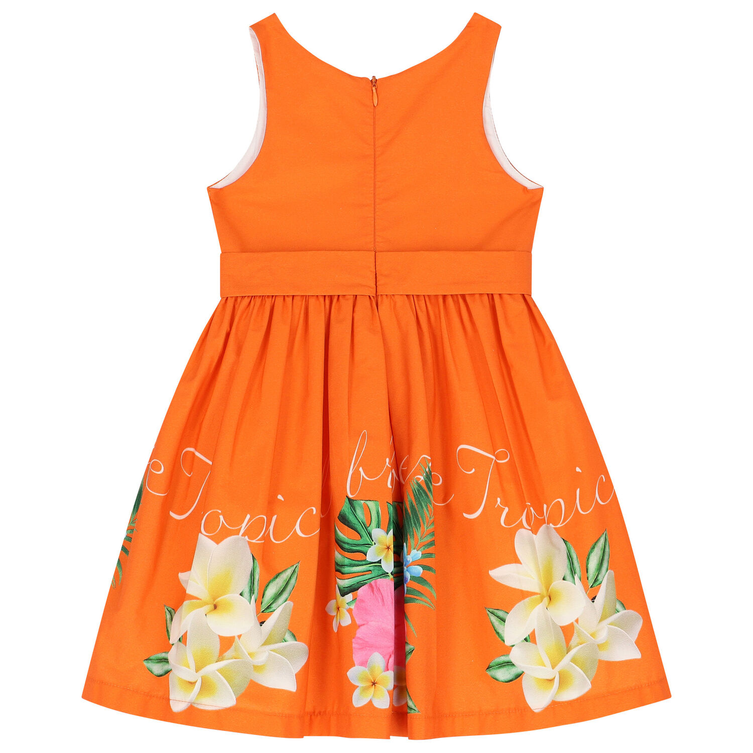 Girls Orange Floral Dress, 1, hi-res