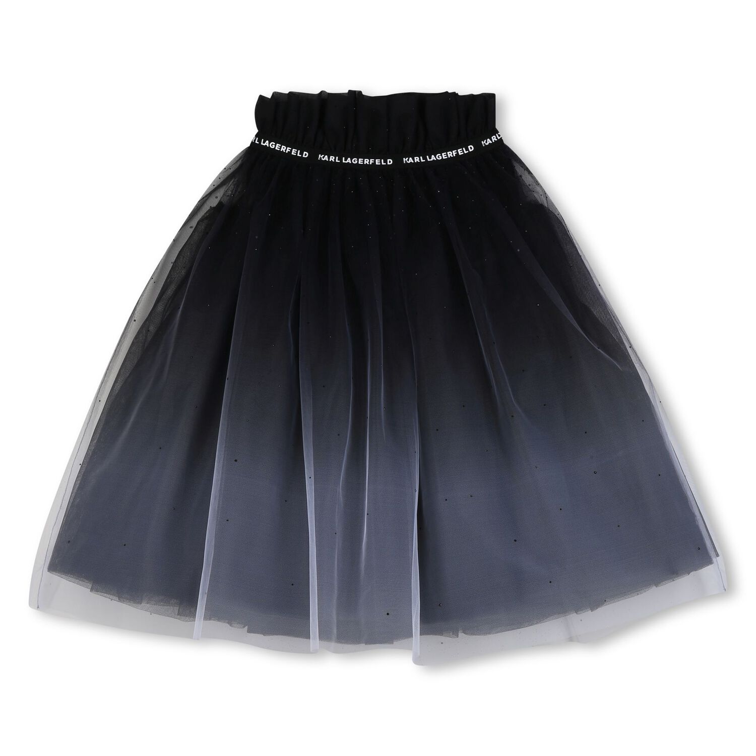 Girls Black Logo Tulle Skirt, 1, hi-res