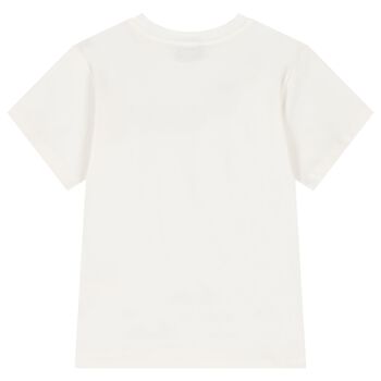 Girls Ivory Teddy Bear Logo T-Shirt
