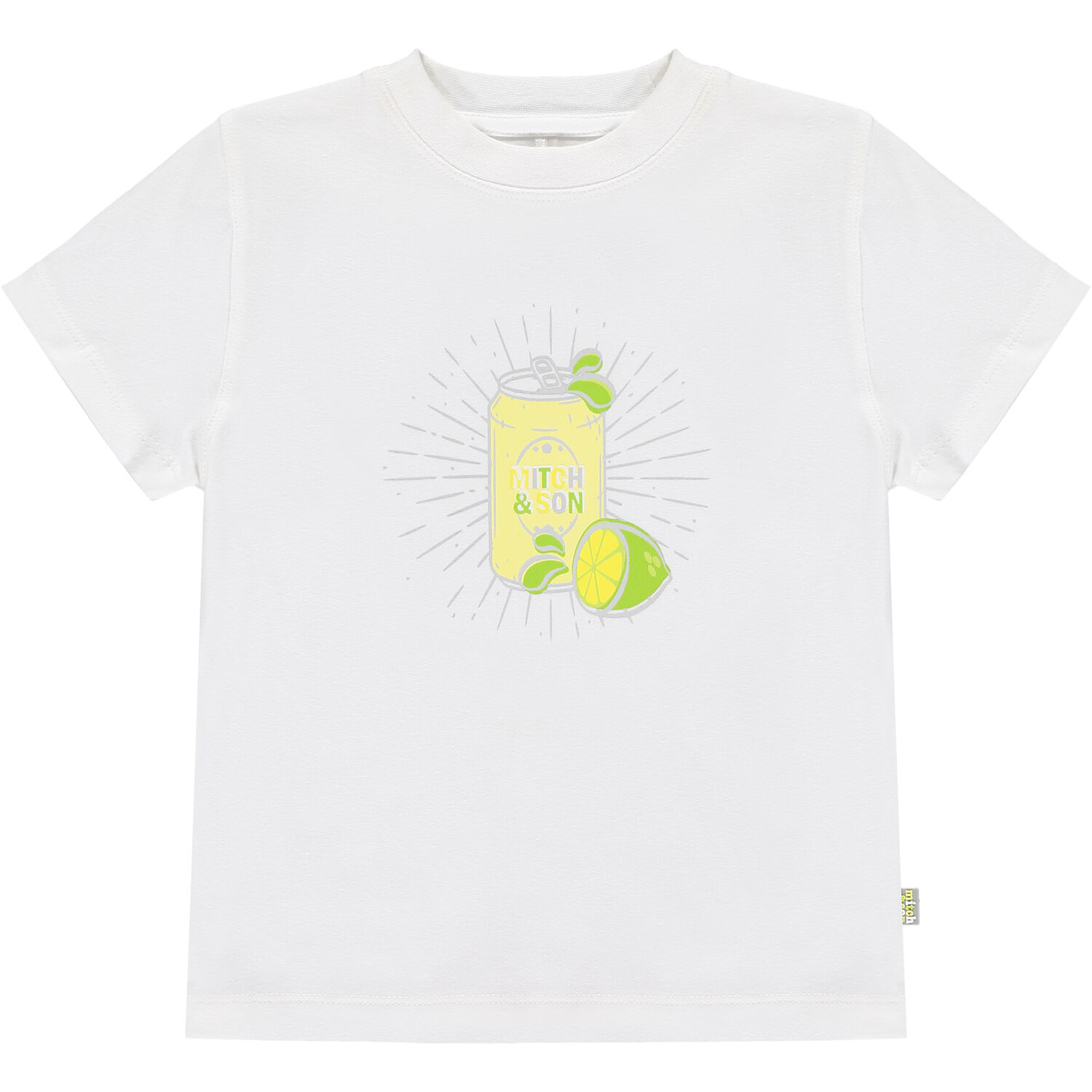 Boys White & Yellow Logo Shorts Set, 1, hi-res