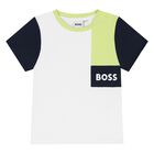 Younger Boys White Logo T-Shirt, 1, hi-res