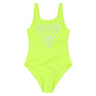 Girls Neon Green Logo Swimsuit, 2, hi-res