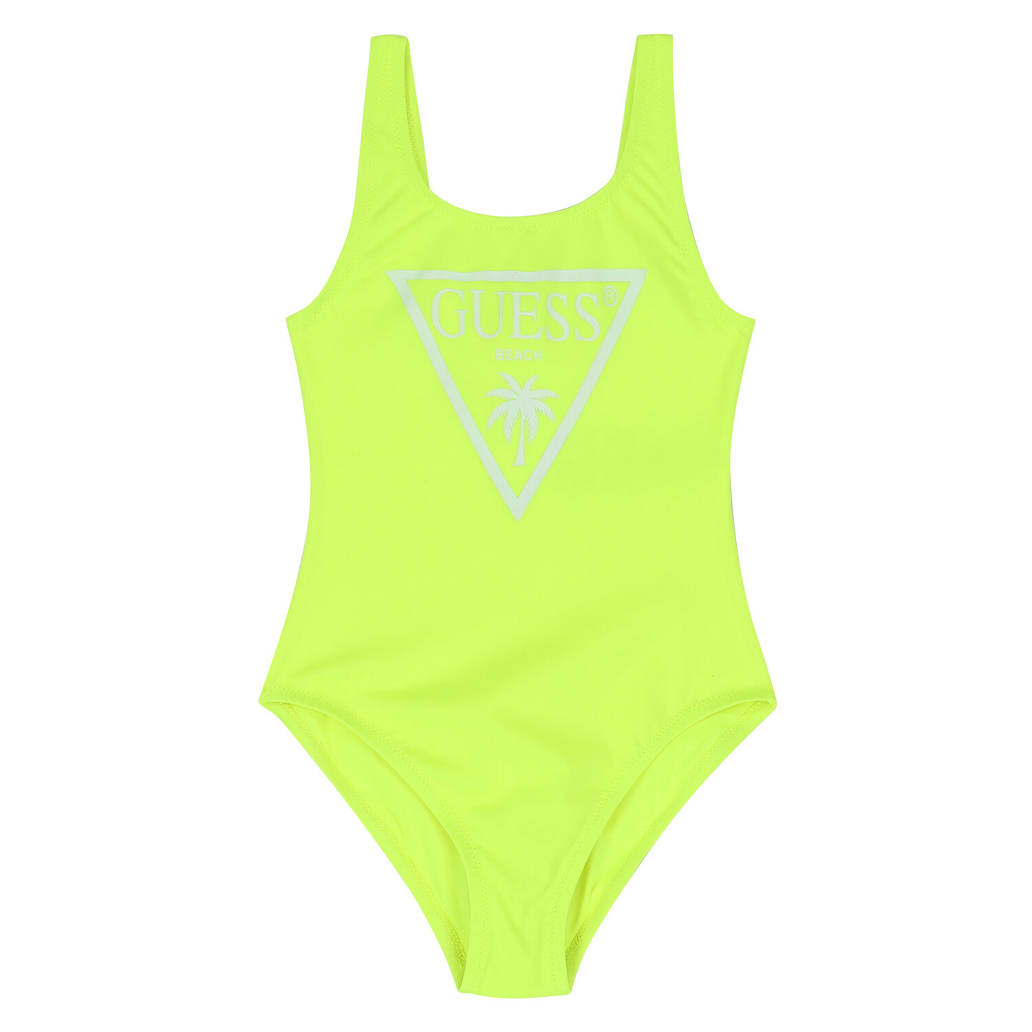 Girls Neon Green Logo Swimsuit, 2, hi-res
