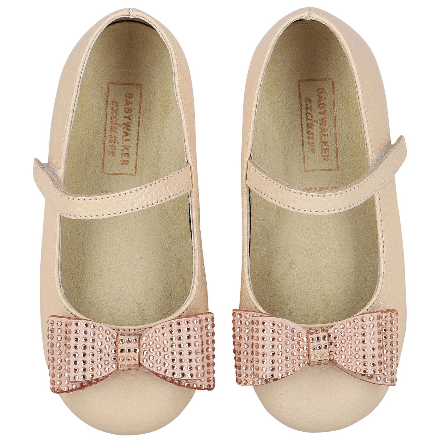 Girls Beige Embellished Bow Shoes, 1, hi-res