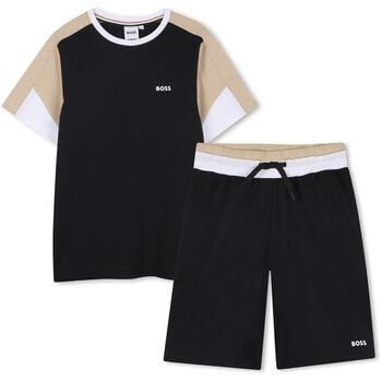 Boys Black Logo Shorts Set