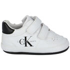 White & Black Logo Pre Walker Shoes, 1, hi-res