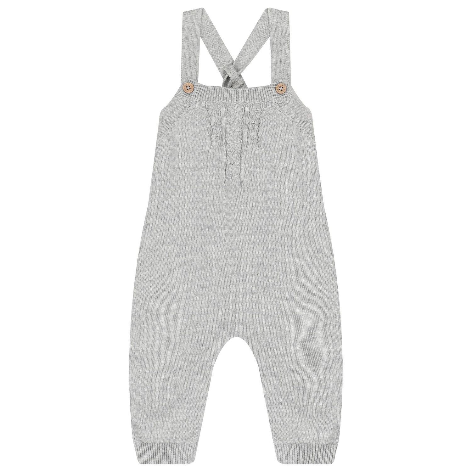 Baby Boys Ivory, Beige & Grey Dungaree Set, 1, hi-res