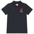 Boys Navy Blue Teddy Bear Logo Polo Shirt, 2, hi-res