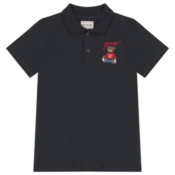 Boys Navy Blue Teddy Bear Logo Polo Shirt